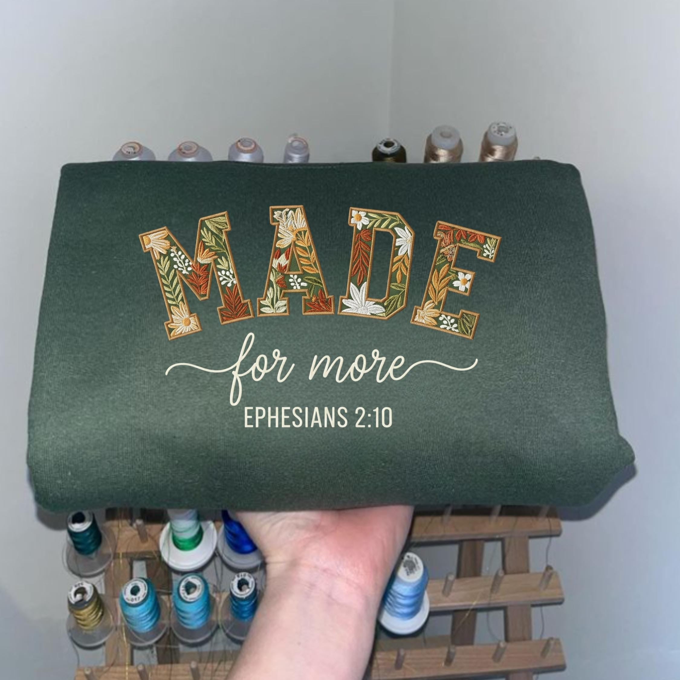 Embroidered Bible Verse Sweatshirt Cute, Christian Apparel for Women, Jesus Gift Love and Grace, Ephesian 2:10 Made For More Shirt